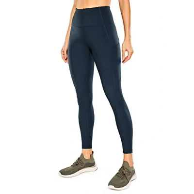 Afbeelding van CRZ Yoga Dames Naked Feeling Gym Leggings Squat Proof Hoge Taille Broek Boterachtig Zachte Ondoorzichtige Workout Sport Panty met Zakken 25 Inch echte marine XS