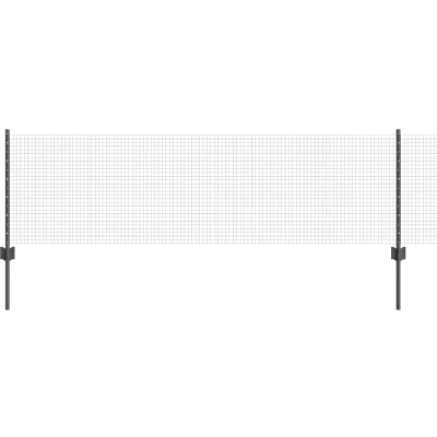 Afbeelding van vidaXL Gelaste Draad Omheining met 11 U Posts Grijs 0.6x25 m Staal