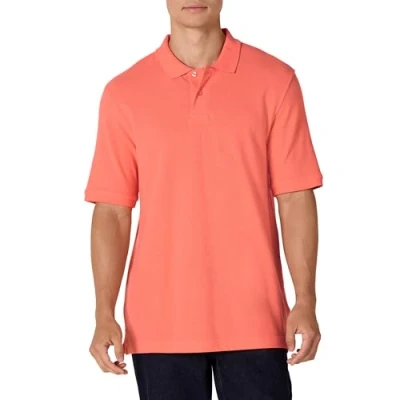 Afbeelding van Amazon Essentials Men&#039;s Poloshirt van piqué katoen met normale pasvorm (verkrijgbaar in grote en lange maten), Koraaloranje, L