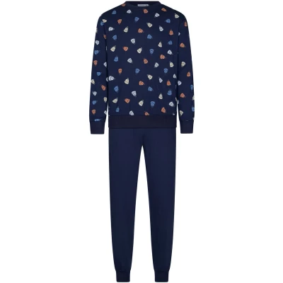 Afbeelding van Pastunette heren pyjama badmintonshuttles Blauw Maat XL