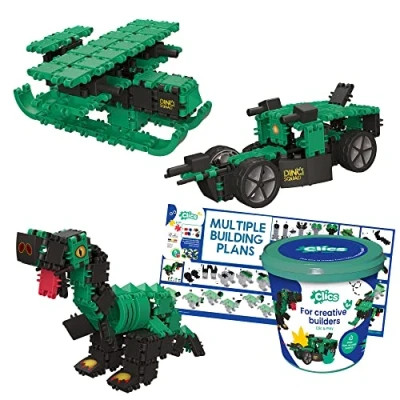 Afbeelding van Clics Dino World constructiespeelgoed voor kinderen vanaf 3 jaar, creatief educatief speelgoed in een set van 151 stuks, bouwstenen meisjes en jongens, Montessori STEM