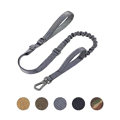 Afbeelding van EXCELLENT ELITE SPANKER Tactische hondenriem, bungee riem, militaire training met verkeersregelgrepen (grijs)