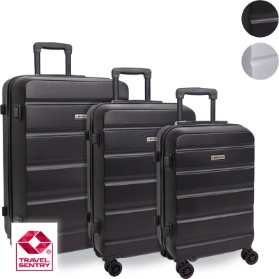 Afbeelding van Leonardo Kofferset 3 Delig Reiskoffer met Wielen Ruimbagage Handbagage Koffer TSA Slot Zwart