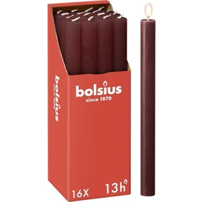 Afbeelding van Bolsius Dinerkaars Rustiek Velvet Red 27 cm 16 Stuks