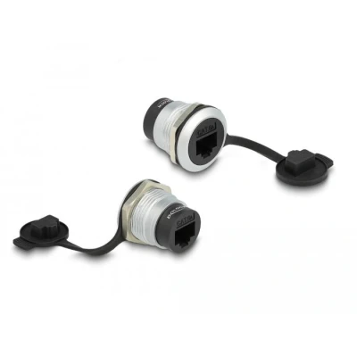 Afbeelding van Delock RJ45 Cat.6A Einbaubuchse mit Staubschutzkappe