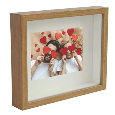 Afbeelding van BD ART Box 3D, 21 x 30 cm, objectlijst, fotolijst, rechthoekig, eiken, om te vullen, dieper voor objecten, souvenirs 3 wanddecoratie of desktop