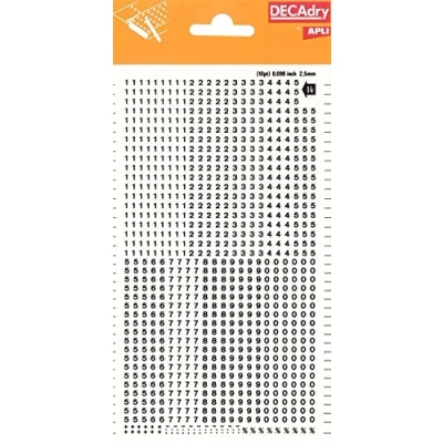 Afbeelding van APLI DD14F Zwarte overdrachtsnummers 2,5 mm 952 tekens,Zwart