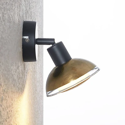 Afbeelding van Lindby buitenspot 1licht Ijzer, glas GU10 matzwart, bladgoud Inclusief lichtbron