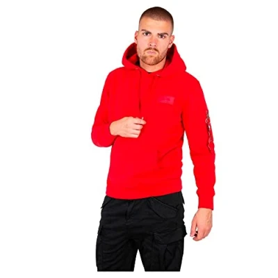 Afbeelding van Alpha Industries BACK Print Hoodie, Heren, Maat: XS, Speed red
