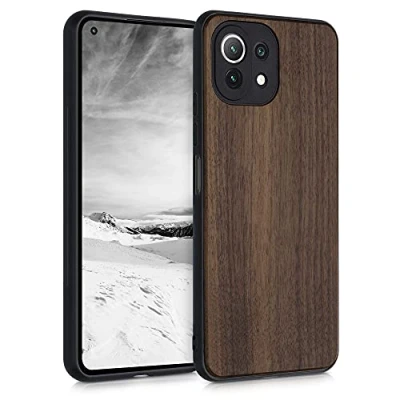 Afbeelding van kwmobile telefoonhoesje compatibel met Xiaomi 11 Lite (5G) NE/Mi hoesje Back cover van hout en TPU In donkerbruin