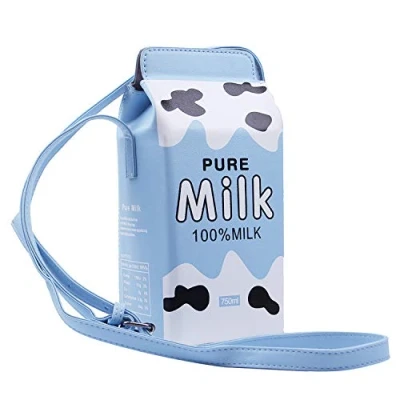 Afbeelding van LUI SUI Meisjes PU Lederen Handtas Cupcake IJs Popcorn Leuke Melk Box Portemonnee Tas Kleine Schoudertas Persoonlijkheid Mini Handtassen, Blauw, Taille unique