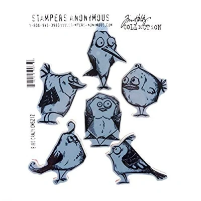 Afbeelding van Stampers Anonymous CMS 212 Crazy Bird gemonteerde stempel, rood, grijs, 7 x 8,5 inch