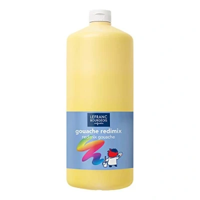 Afbeelding van Lefranc Bourgeois 188041 Redimix plakkaatverf, Tempera kinderverf, gebruiksklare gouacheverf, 2000 ml fles Primary Yellow