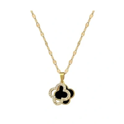 Afbeelding van XIWCAFC Klavertje Vier Ketting voor Vrouwen Kristallen Hanger 18K Vergulde Choker Kettingen Kubieke Zirkonia Gelukkige Sieraden Geschenken Meisjes Mama Verjaardag, Metaal