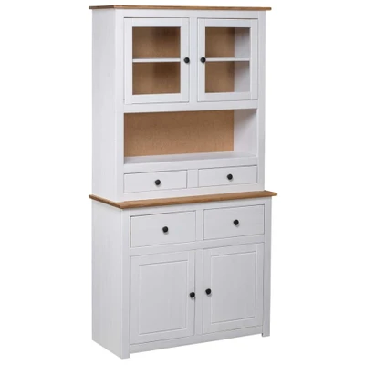 Afbeelding van Hoge kast Panama Range 93x40,5x180 cm massief grenenhout wit