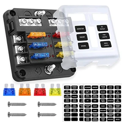 Afbeelding van 6 weg 12 V Blade zekeringblok, Lpluziyds zekeringbox houder met LED lichtindicator &amp; beschermkap voor auto boot marine trike vrachtwagen voertuig SUV jacht RV