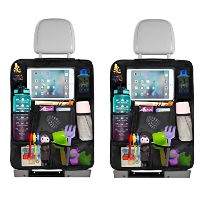 Afbeelding van Autorugleuningbescherming en organizer, 2 stuks autostoelorganizer met 10 inch iPad/tablettas, 600D Oxford stof, waterdichte autostoel, achterbank, autostoelbeschermer, rugleuning