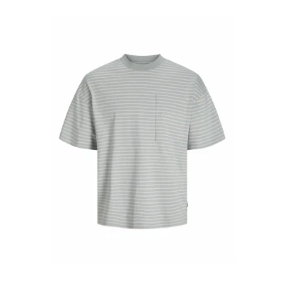 Afbeelding van Jack &amp; Jones Gestreift Rundhals Tshirt print, Heren, Maat: Large, Grey