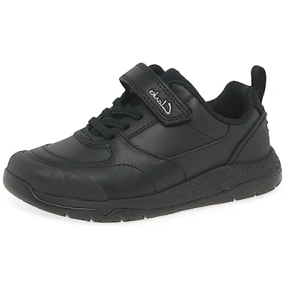 Afbeelding van Clarks School SteggyStride K Sneakers, zwart leer, 34 EU, leder, EU