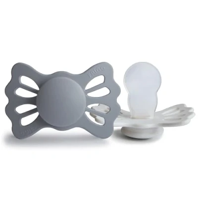 Afbeelding van FRIGG Lucky Siliconen fopspeen symmetrische fopspeen, verpakking van 2 stuks, BPA vrij, gemaakt in Denemarken, Great Gray/Silver Gray, maat (6 18 maanden)