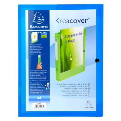 Afbeelding van 5x Exacompta elastobox Kreacover, rug 4 cm, met drukknop, geasorteerde