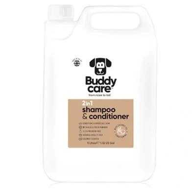 Afbeelding van Buddycare 2 in 1 shampoo en conditioner, praktische hondenshampoo conditioner één, met aloë vera pro vitamine B5 (5 liter)