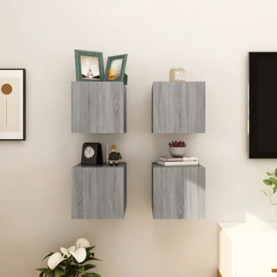 Afbeelding van Tv wandmeubelen 4 st 30,5x30x30 cm grijs sonoma eikenkleurig
