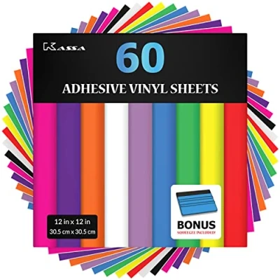 Afbeelding van Kassa Permanente zelfklevende vinylvellen bundel verschillende kleuren (mat en glanzend) zelfklevend vinyl voor buiten snijmachines inclusief transfertape