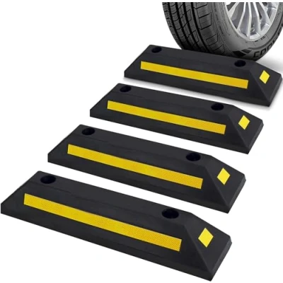 Afbeelding van Pyle Auto Wielstopper Rubberen Parkeerstopper Voor Oprit Auto&#039;s/Bestelwagens/Vrachtwagens 4 Stuks PCRSTP11X4