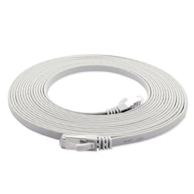 Afbeelding van 0.25m wit 1 stuk Cat7 flatcable Ethernet Cable Gigabit Lan Netwerkkabel RJ45 Cat 7 ruwe Kabel (10Gbit/s) platte lintkabel installatiekabel Patchkabel flat slim Rj 45 connector Cat6a