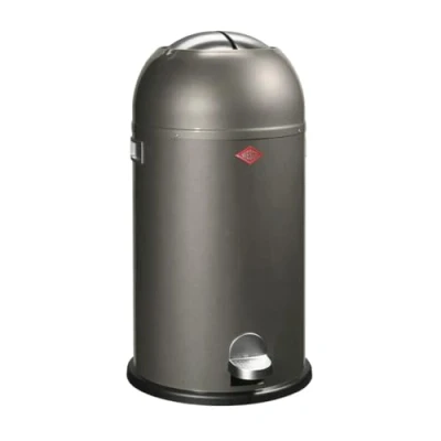 Afbeelding van Wesco Kickmaster Afvalbak in de kleur grafiet, gepoedercoat plaatstaal, ingebouwde demper, 33 liter volume, grote inworp