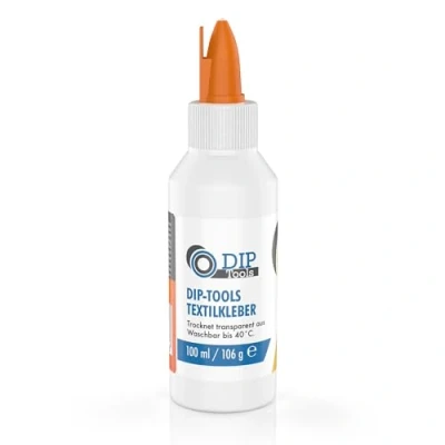 Afbeelding van DIP Tools Textiellijm, stoflijm, wasmachinebestendig, voor textiel, stoffen, polyester jeans, superlijm, extra sterk, transparant en waterdicht zonder resten, geurloos oplosmiddel (250 ml)