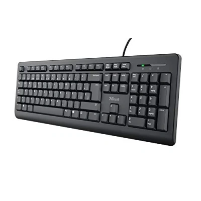 Afbeelding van Trust Taro toetsenbord QWERTY Spaans voor Windows (stille toetsen, groen, 1,8 m kabel, USB aansluiting, PC/laptop) zwart