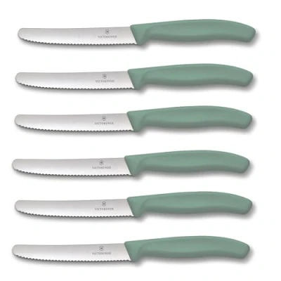 Afbeelding van Victorinox Tafelmes Swiss Classic, 6 stuks, mintgroen, extra scherpe gekartelde rand, Made, ook ideaal als broodmes