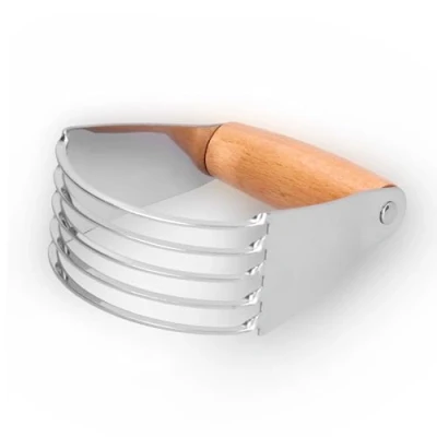 Afbeelding van Deegsnijder, Deegmixer Roestvrij Staal, Gebak Blender, Multifunctionele Deeg Blender Mixer, Ideaal Voor Taart En Brooddeeg, Ook Gehakt (Hout Kleur)