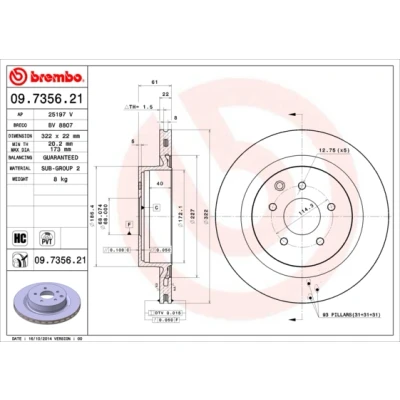Afbeelding van Brembo Remschijf 09.7356.21