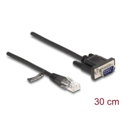 Afbeelding van Delock Kabel RJ45 Stecker zu Seriell RS 232 D Sub 9 30 cm schw