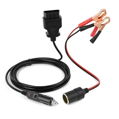 Afbeelding van OBD2 Auto Memory Saver 2 in 1, Voertuig ECU Noodvoeding Kabel met Alligator Clip On 12V Batterij Sigarettenaansteker Power Extension Socket