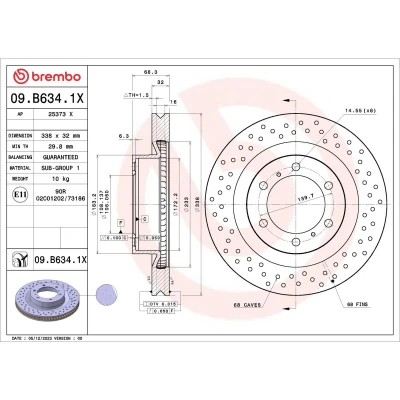Afbeelding van Remschijf BREMBO 09.B634.1X