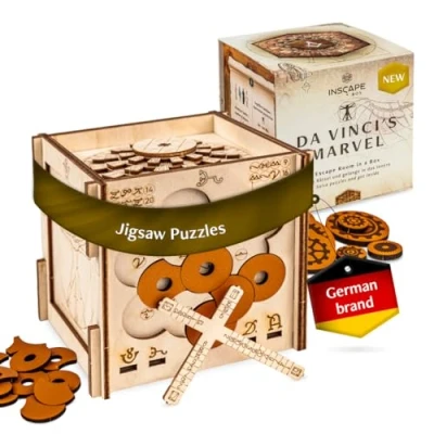 Afbeelding van INSCAPE Da Vinci&#039;s Marvel puzzelbox hout puzzel Escape Room spel volwassenen en kinderen puzzelspellen voor 3D houten