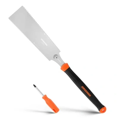 Afbeelding van JORGENSEN Japanse trekzaag, 10 inch handzaag met dubbele rand SK5 flexibele vervangbare bladzaag, 7 12 &amp; 18 TPI verzonken zaag, voor hardhout en naaldhout,