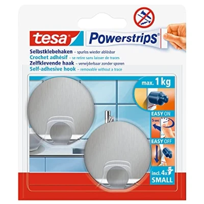 Afbeelding van Tesa 57044 powerstrips haken small rond RVS 2 stuks