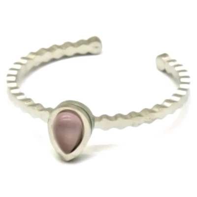 Afbeelding van Ring met Druppel RVS One Size Zilverkleurig en Roze