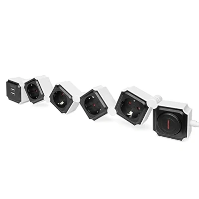 Afbeelding van Digitus DA 70620 power uitbreiding 1,6 m 4 AC uitgang(en) Binnen Zwart, Wit