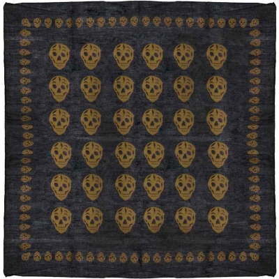Afbeelding van Zac&#039;s Alter Ego Sjaal Olive Green Skull Print Square Groen
