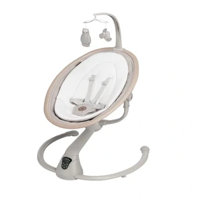 Afbeelding van Maxi Cosi Cassia Elektrische babyswing, 0 6 maanden, max. 9 kg, Babywipstoel, 12 melodieën, 360 draaibaar zitje, automatische bewegingsdetectie, 5 snelheden, 2 ligstanden, Classic Beige