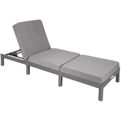 Afbeelding van tectake Wicker ligstoel Sofia ligbed voor tuin grijs