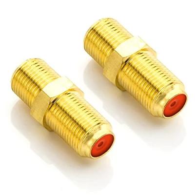 Afbeelding van deleyCON 2x SAT Adapter Connector Coaxkabel Verlengen F Bus Brede Moer Verguld voor Satellietkabel BK Systemen