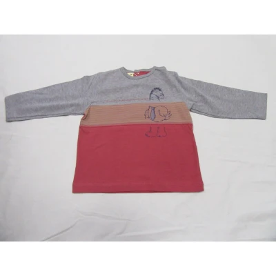 Afbeelding van petit bateau , jongens t shirt met lange mouw grijst rood, 6 maand 67