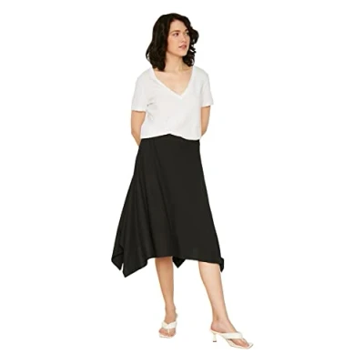 Afbeelding van Trendyol Asymmetrische Midi Stretch Gebreide Rok Met Hoge Taille En Volant Veelkleurig Patroon Twoaw20Et0440